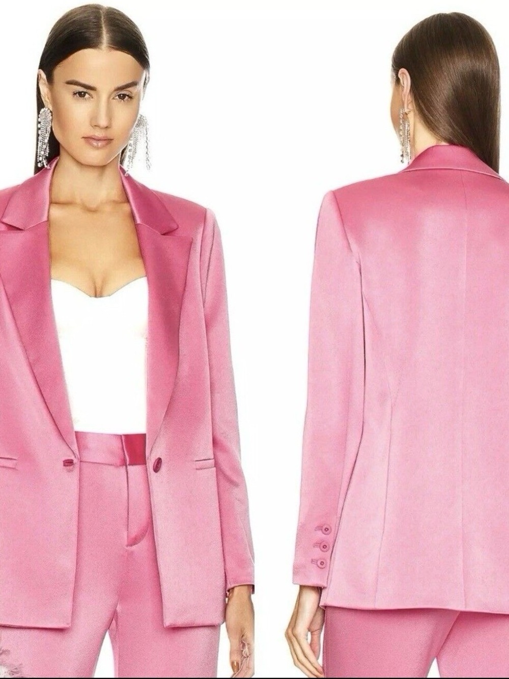 NWT Alice + Olivia Denny Pink Satin Suit Set